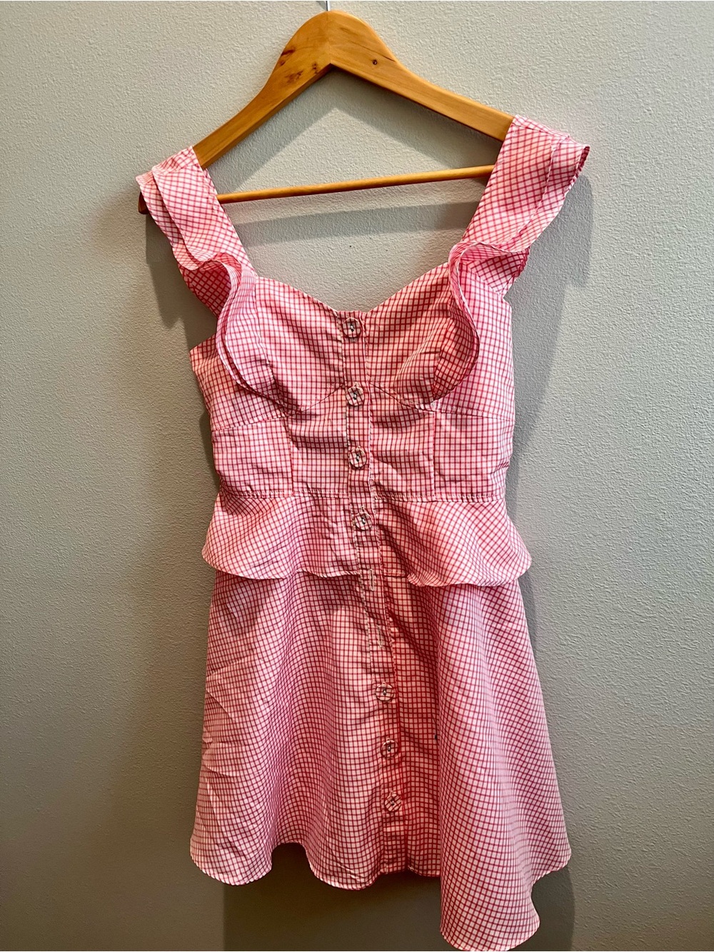 Gianni Bini Pink Gingham Mini Dress - Picture 2 of 5